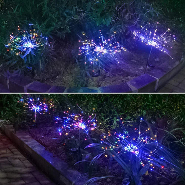 Radiant Solar-Powered Outdoor Fireworks Lights with dazzling LED display in various shapes and colours