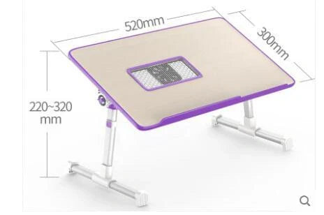 Adjustable laptop desk stand with foldable design for bed or standing use