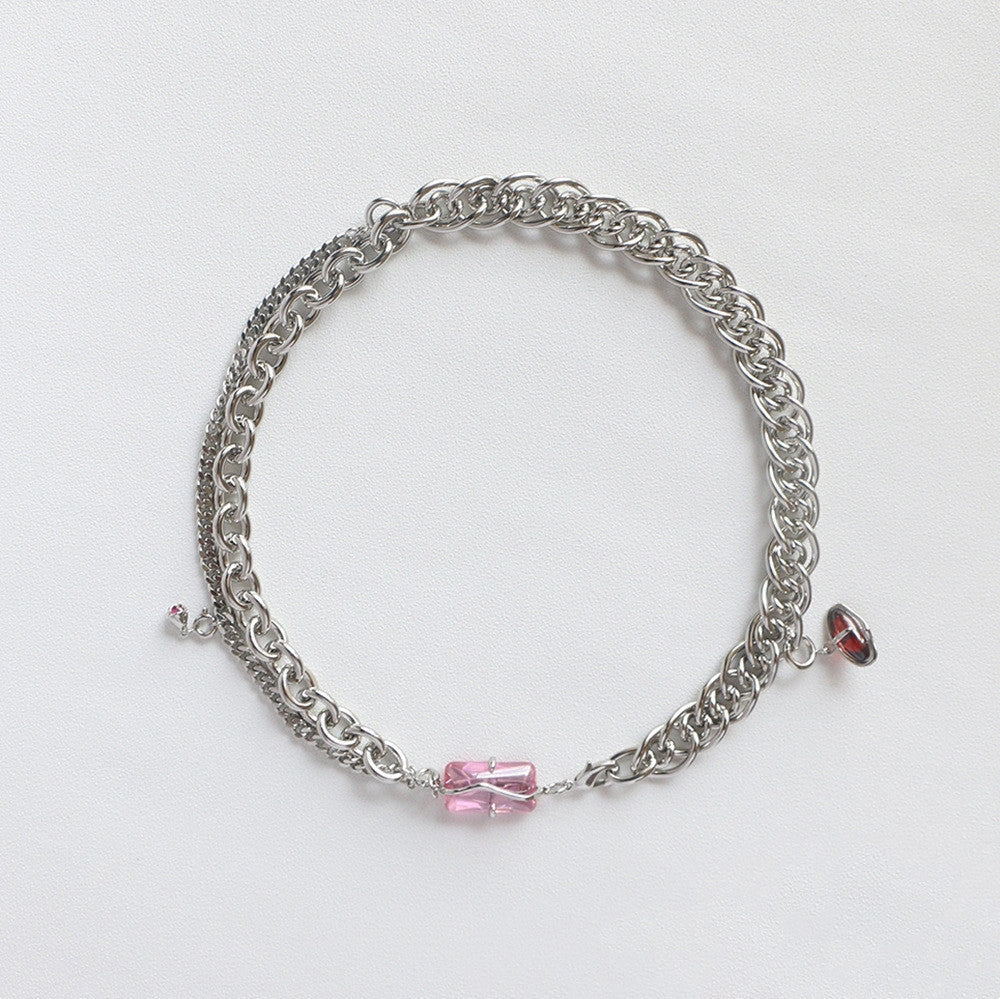 Elegant adjustable copper opal necklace in peach pollen zircon and peach blossom opal colour options