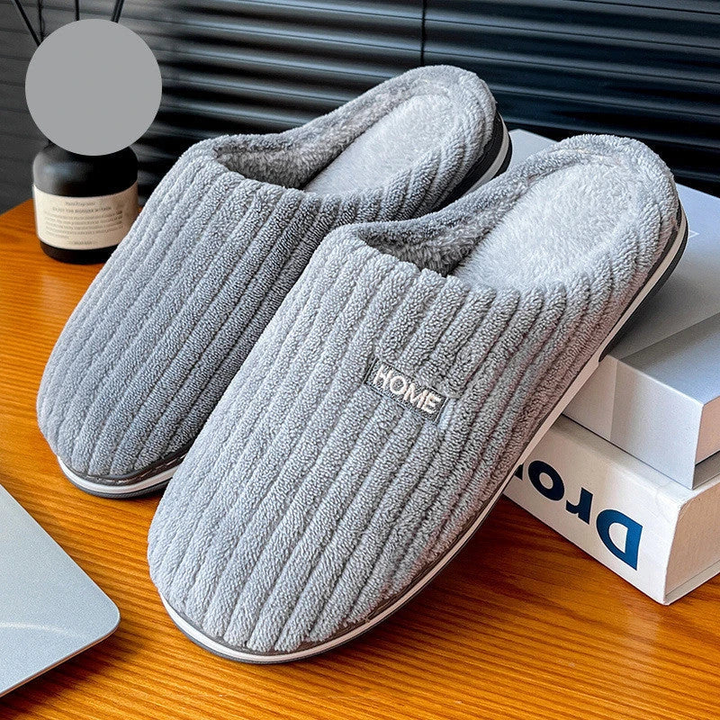 Cozy plush slippers in various colors with non-slip soles for indoor comfort and warmth