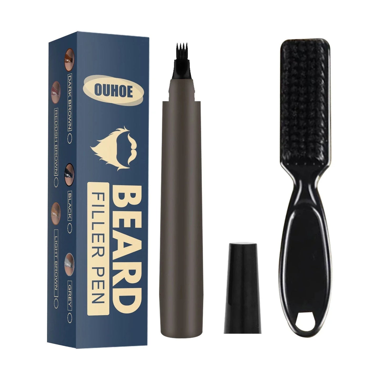 Beard Filler Pencil Kit for Men - Barber-Style Facial Hair Styling Brush and Concealer