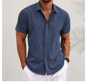 Men's stylish loose linen short-sleeved t-shirt in various colours
