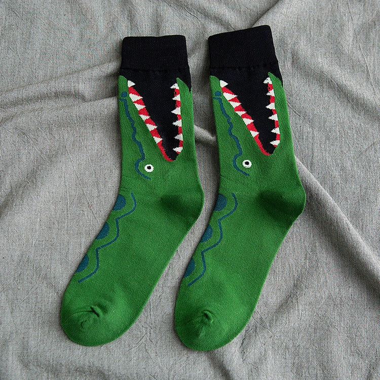Colourful cartoon animal print tube socks made from premium quality cotton