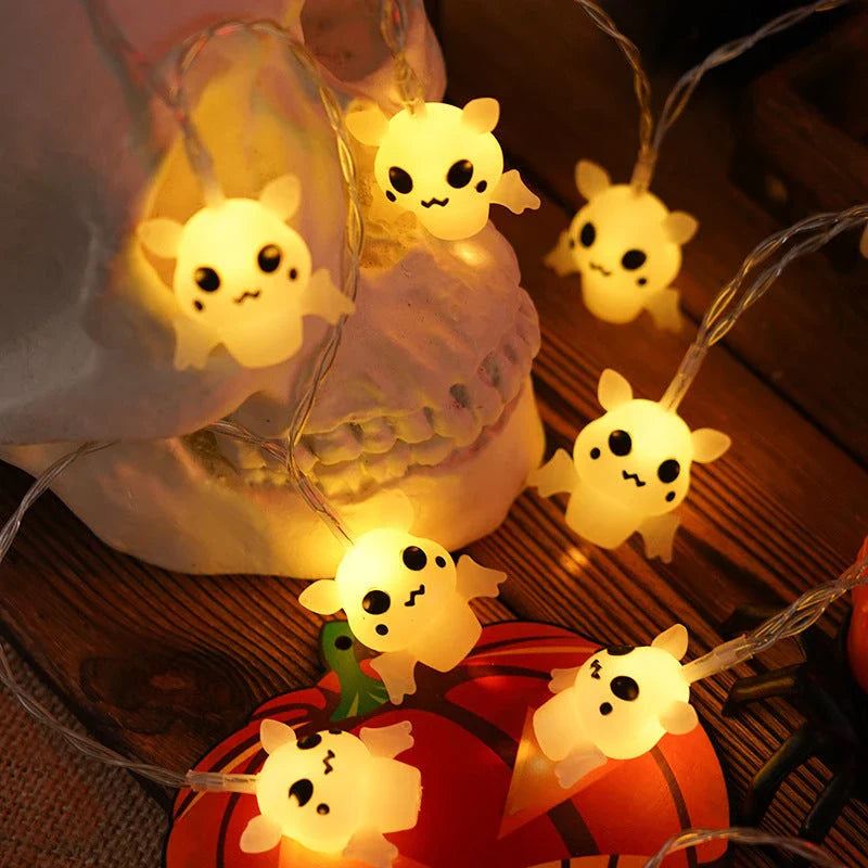 Cozy Halloween Lighting Chain with Pumpkins, Ghosts, and Bats creates a warm, festive glow for your home decor