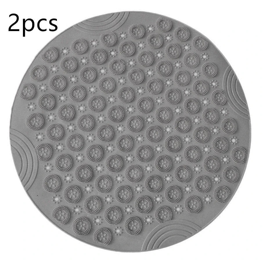 Premium PVC round shower mat with textured surface for massage and non-slip grip