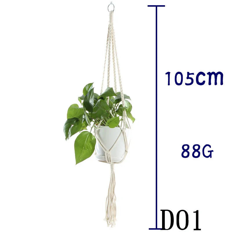 Stylish hanging cotton rope plant holder for indoor and outdoor decoration