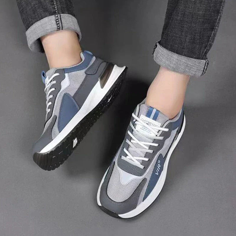 Stylish color block mesh sneakers for men in various colors and sizes