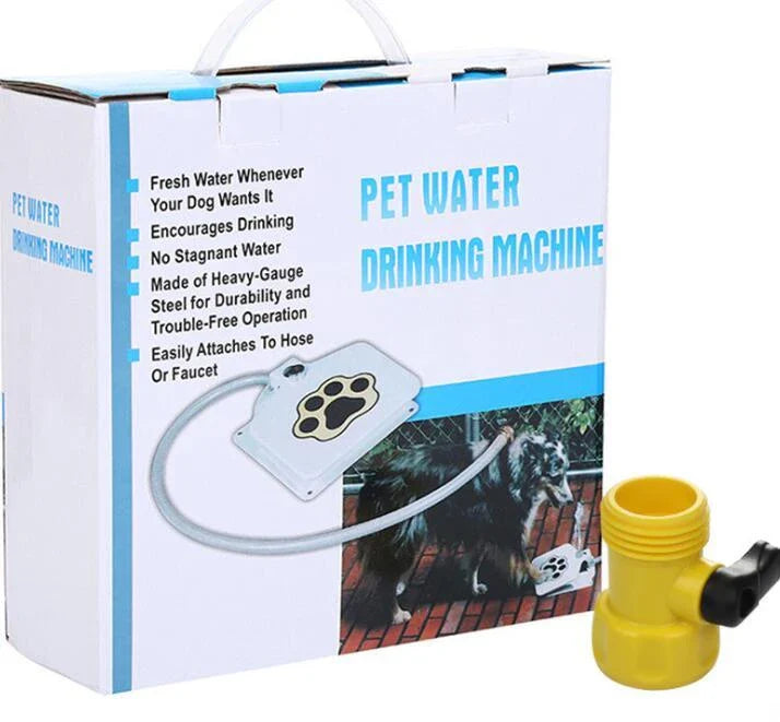 Heavy-duty outdoor dog water fountain with paw-activated water release and durable steel construction