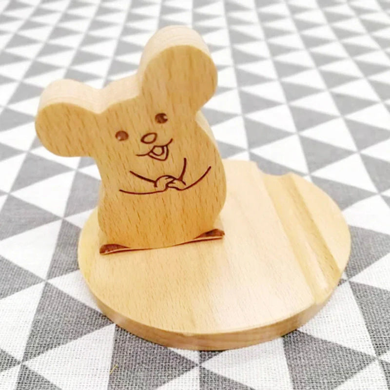 Custom beech wood lazy phone holder with personal lettering for desk organisation