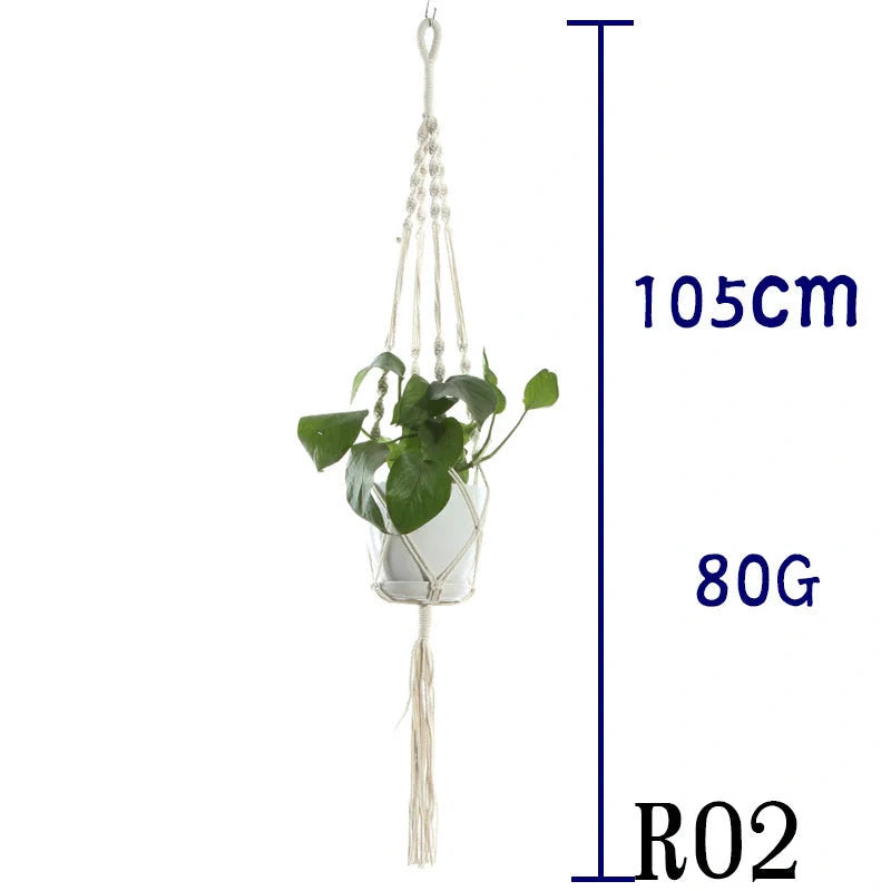 Stylish hanging cotton rope plant holder for indoor and outdoor decoration