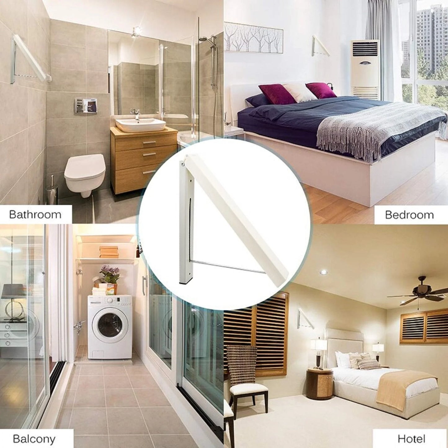 Convenient folding clothes drying rack with sturdy plastic and steel construction, providing generous hanging space for laundry in small living spaces.