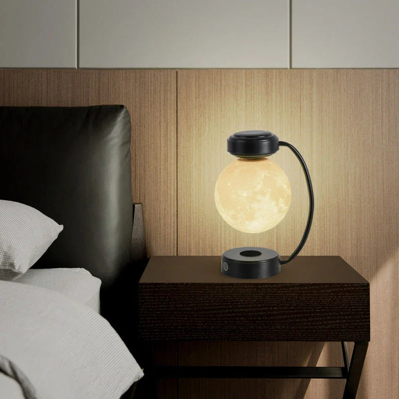 Mesmerising levitating moon lamp with wireless magnetic floating ball and trichromatic lighting