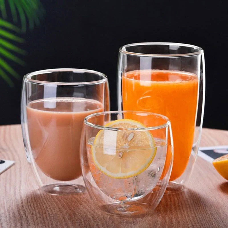 Egg-shaped double-layer insulated glass cup for hot and cold beverages