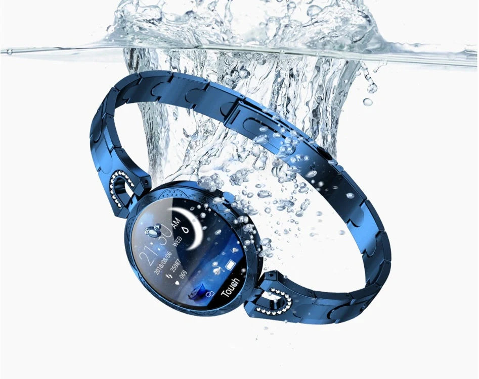 Stylish smartwatch with sleek design, high-definition colour display, and health monitoring features for fashionable British women