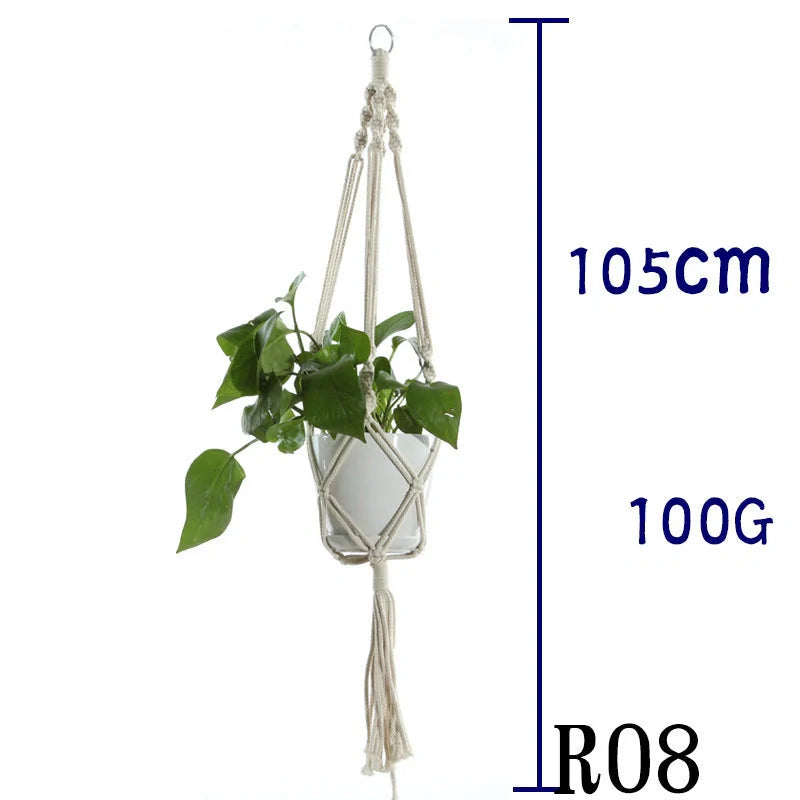 Stylish hanging cotton rope plant holder for indoor and outdoor decoration