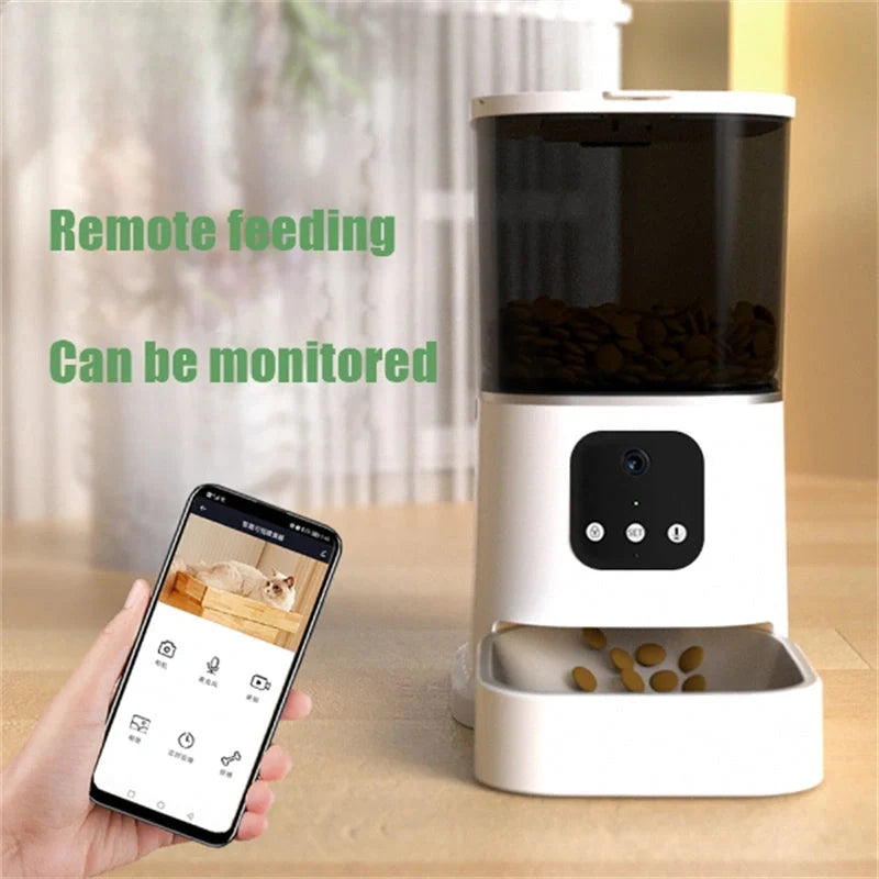 Smart WiFi Pet Feeder with voice recording and app control for cats and dogs