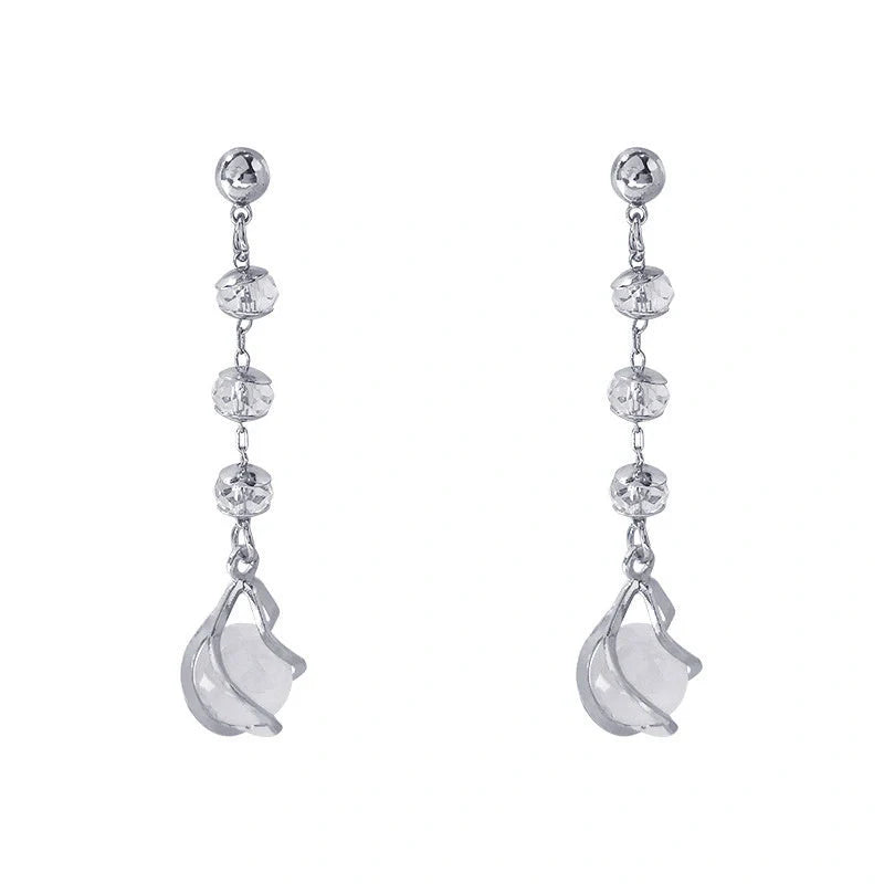 Crystal opal water drop earrings with electroplated finish in various colors