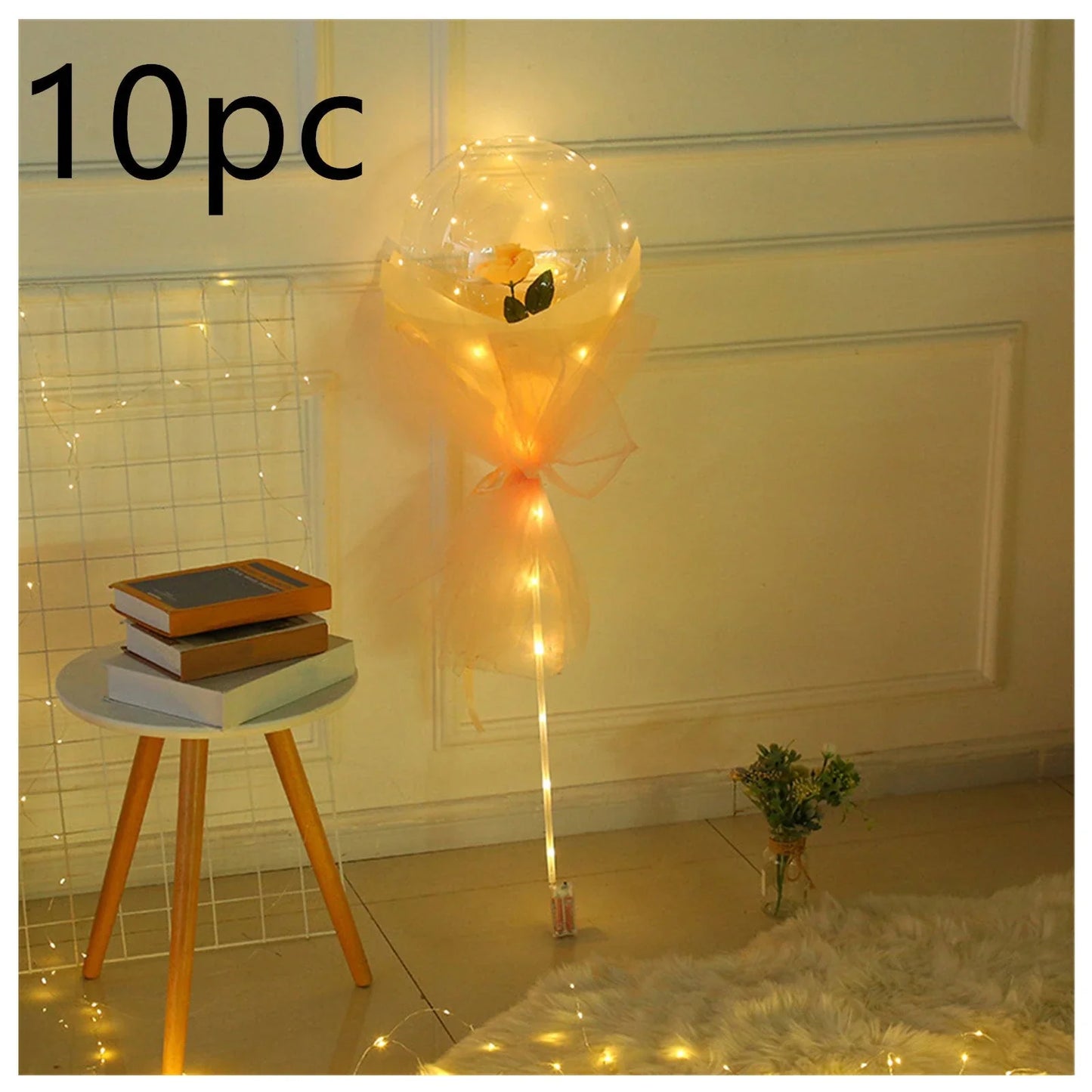 A luminous bouquet of glowing rose-shaped balloons, creating a magical and enchanting display.