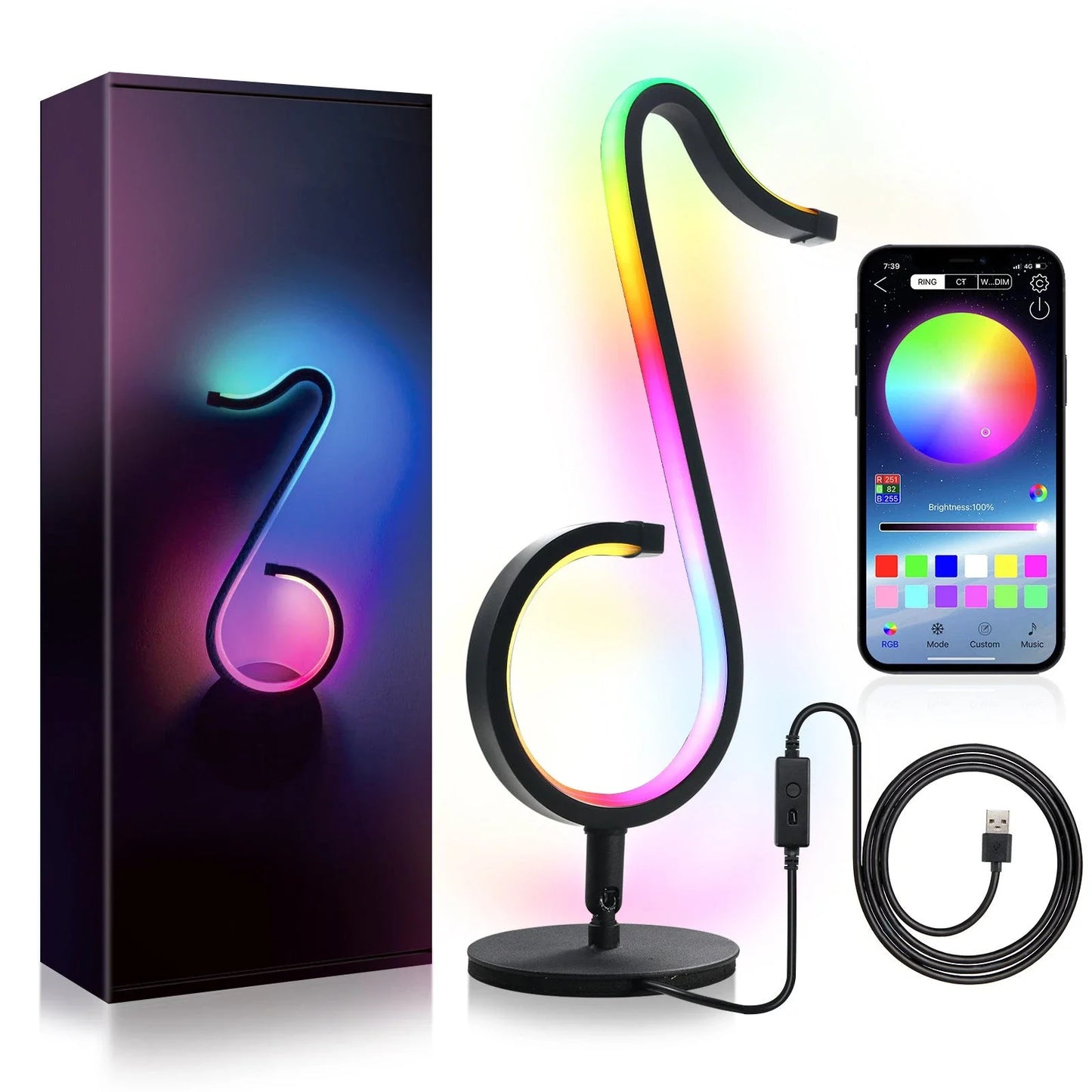 Stylish rotating atmosphere lighting with adjustable RGB effects, ideal for home decor