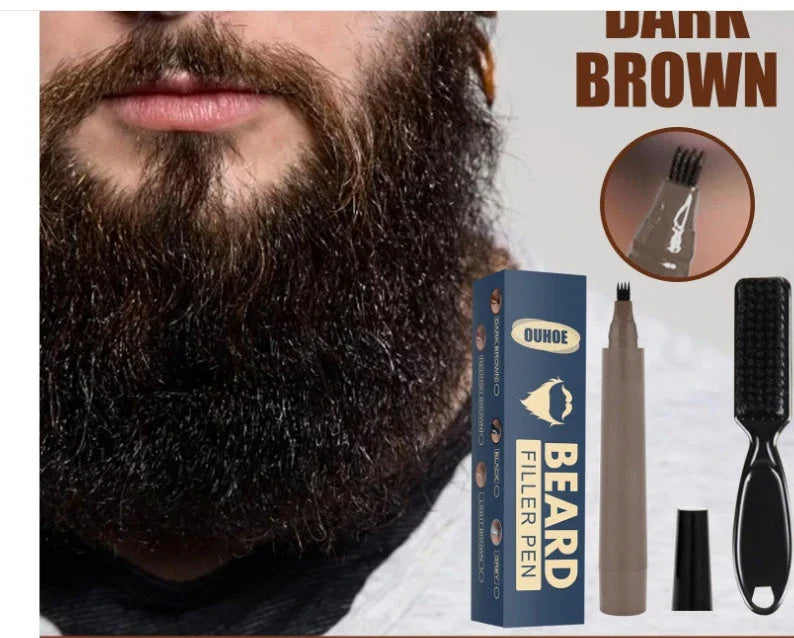Beard Filler Pencil Kit for Men - Barber-Style Facial Hair Styling Brush and Concealer