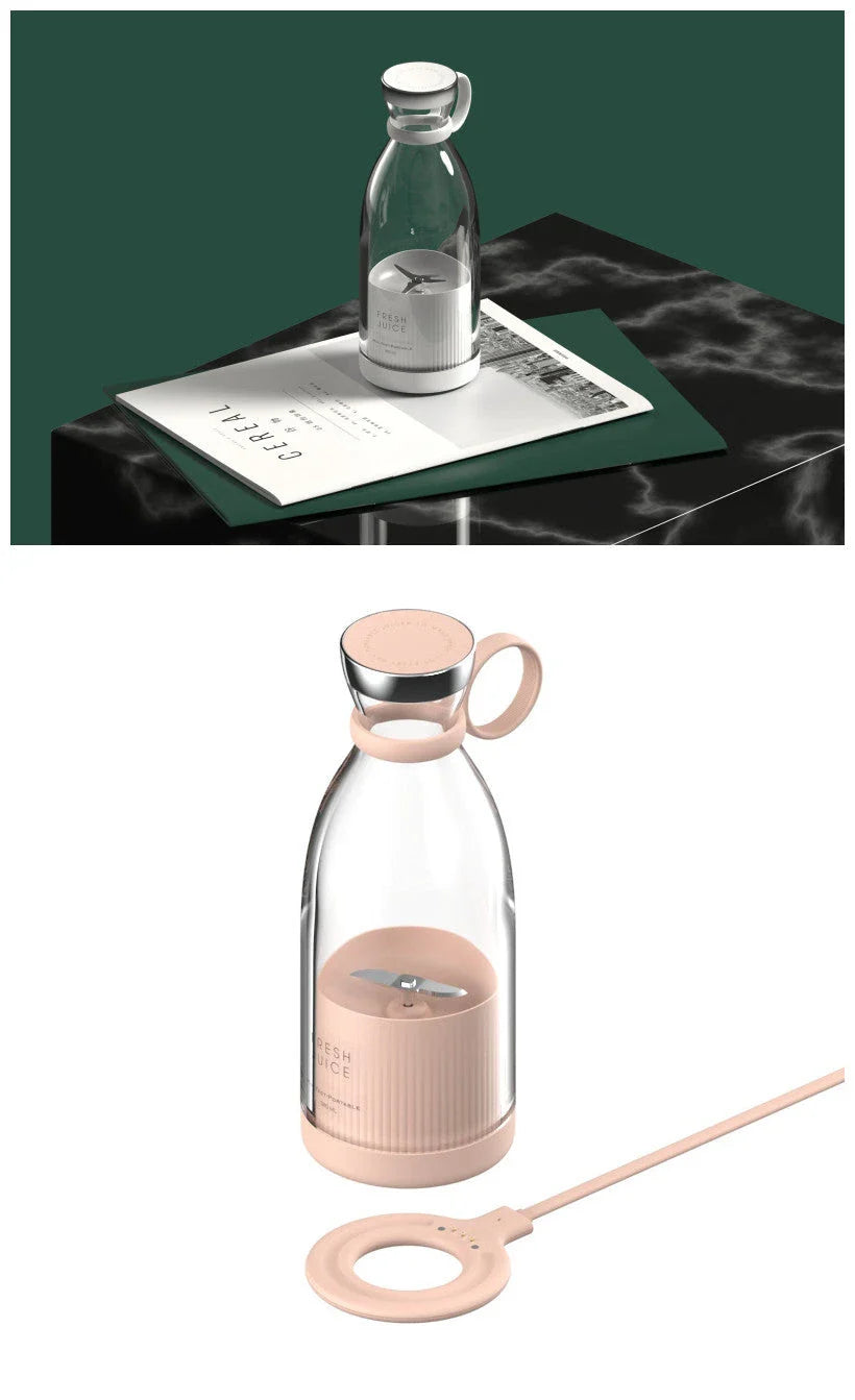 Powerful USB rechargeable smoothie blender with stainless steel blades, compact portable design, and one-touch operation