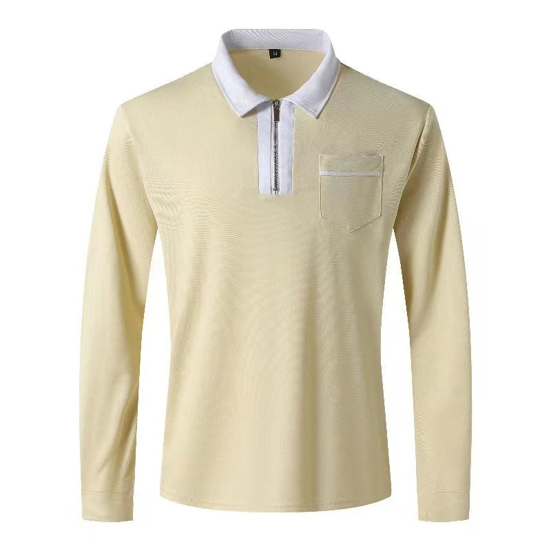 2024 Autumn Men's Long Sleeve Zipper Polo Shirts in various colours