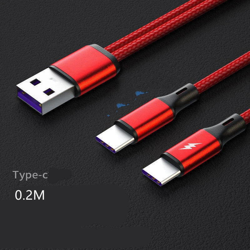 Versatile braided charging cable with simultaneous dual-device support for fast 5A charging
