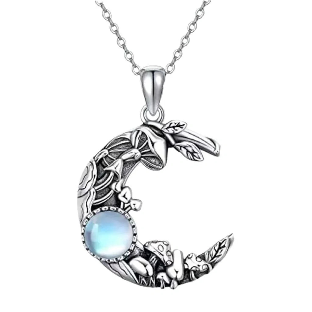 Bohemian Moon & Star Alloy Pendant Necklace with celestial design on O-ring chain