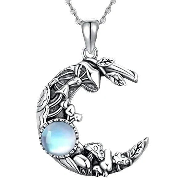 Bohemian Moon & Star Alloy Pendant Necklace with celestial design on O-ring chain