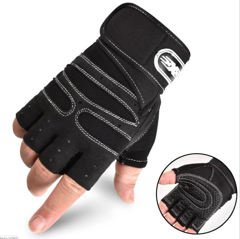 Premium half-finger cycling gloves with breathable mesh, adjustable wrist support, and non-slip palm grips for superior comfort and control during cycling and fitness activities.