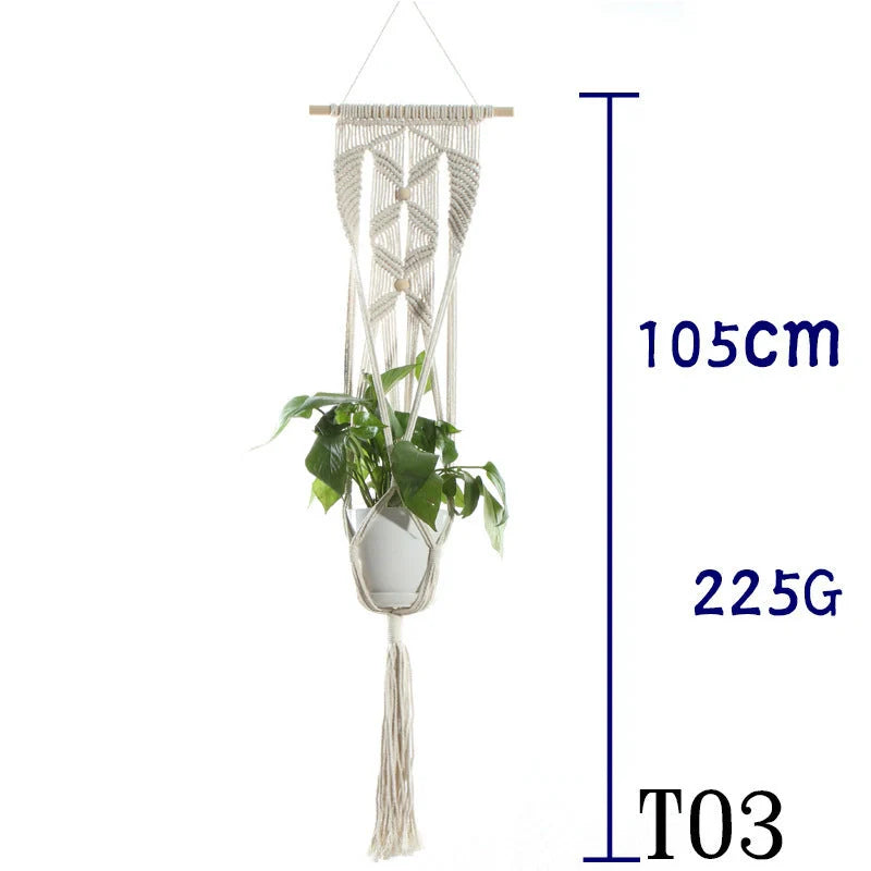 Stylish hanging cotton rope plant holder for indoor and outdoor decoration