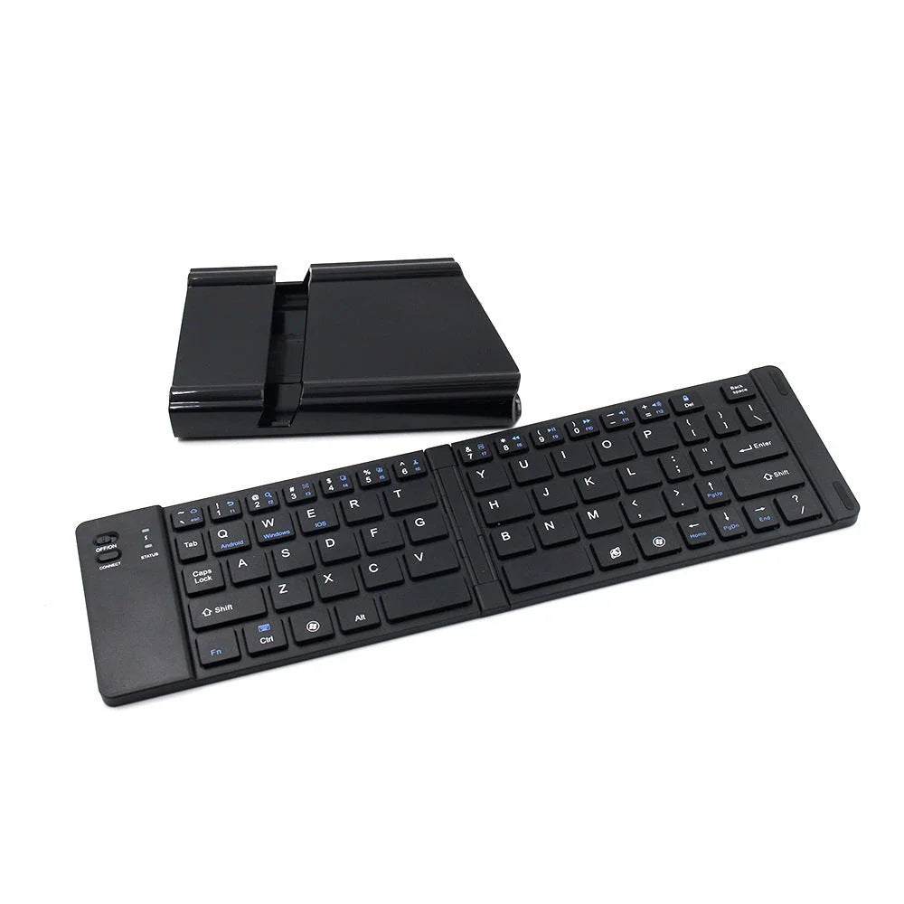 Compact and foldable Bluetooth keyboard for use with smartphones, tablets, and laptops