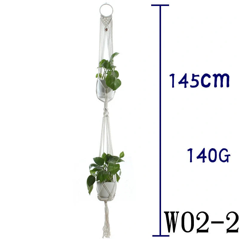 Stylish hanging cotton rope plant holder for indoor and outdoor decoration
