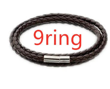 Personalized Leather Bracelet with Engraved Name Charm in Black and Brown Colors
