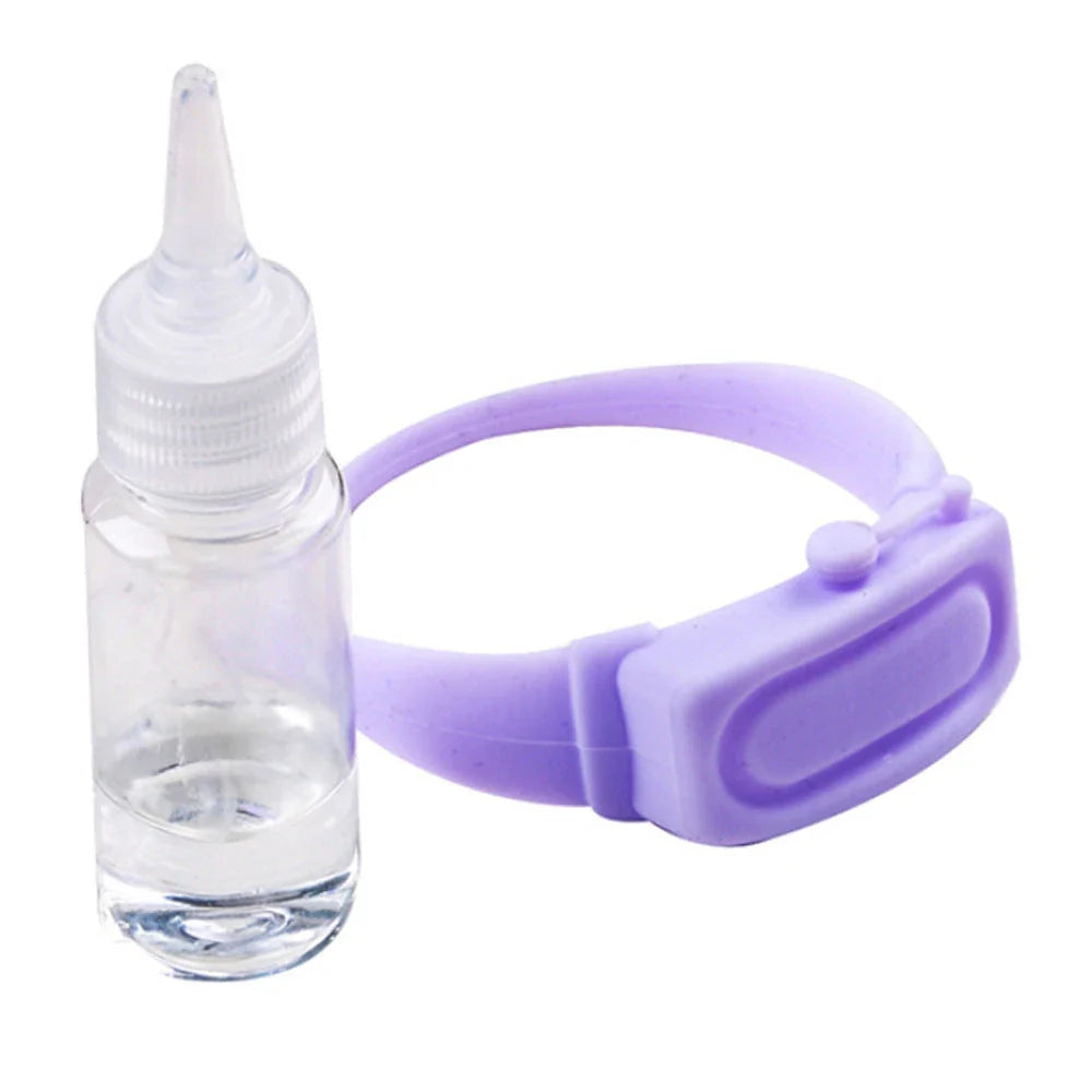 Premium wearable hand sanitiser dispenser bracelet in various colours, made with durable silicone TPU material