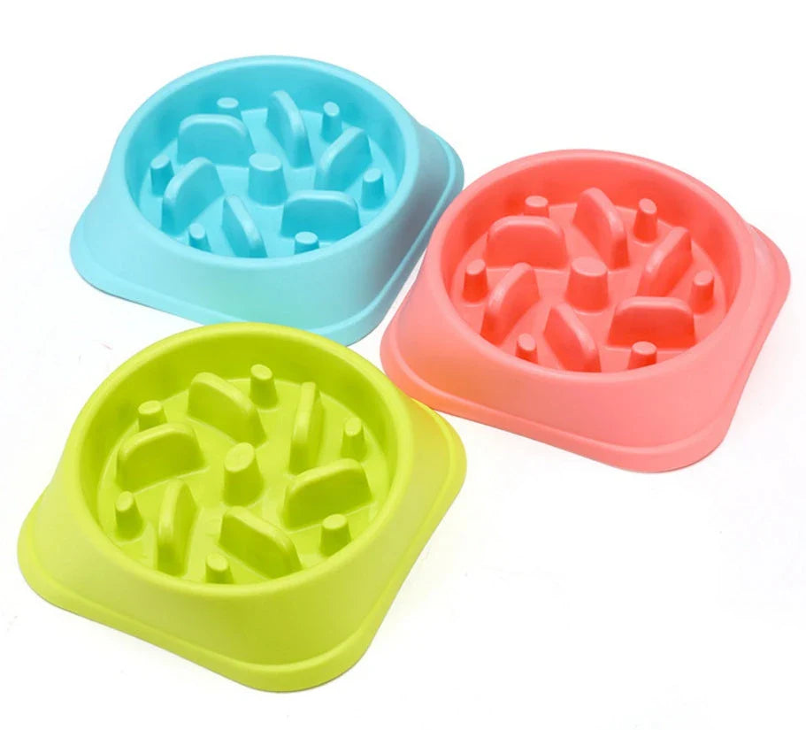 Anti-choke pet bowl made of durable plastic, available in multiple vibrant colours to suit your pet's style