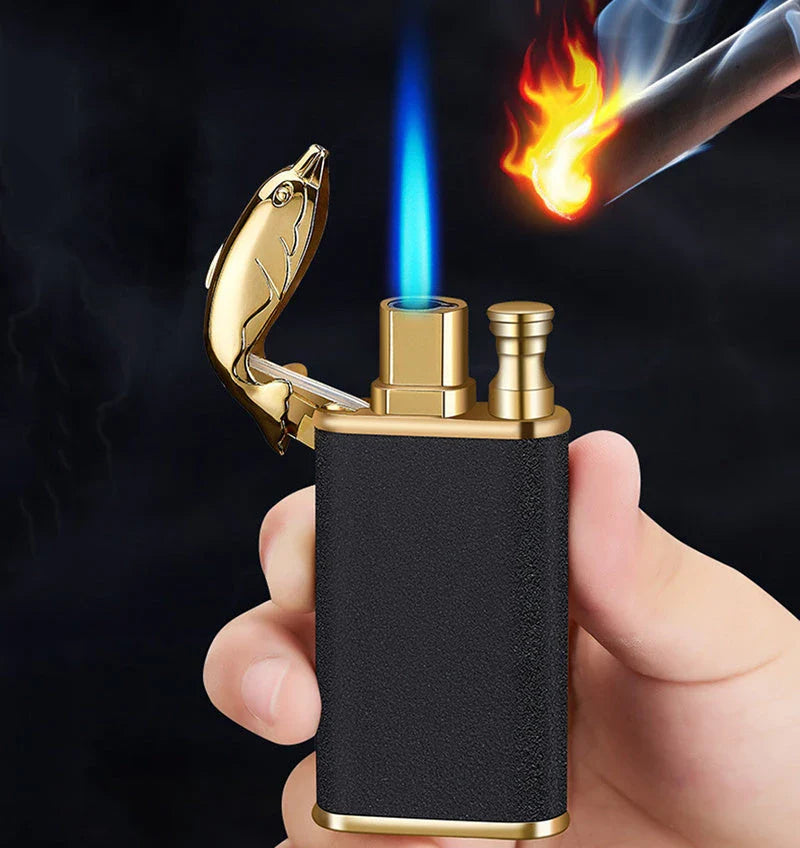 Versatile double flame lighter with a sleek and stylish design, perfect for outdoor adventures, grilling, and cigar lighting.