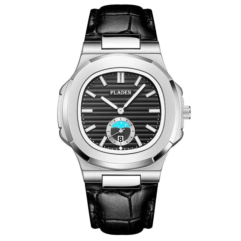 Premium Waterproof Quartz Watch with stainless steel case, mineral glass face, and quartz movement for reliable timekeeping