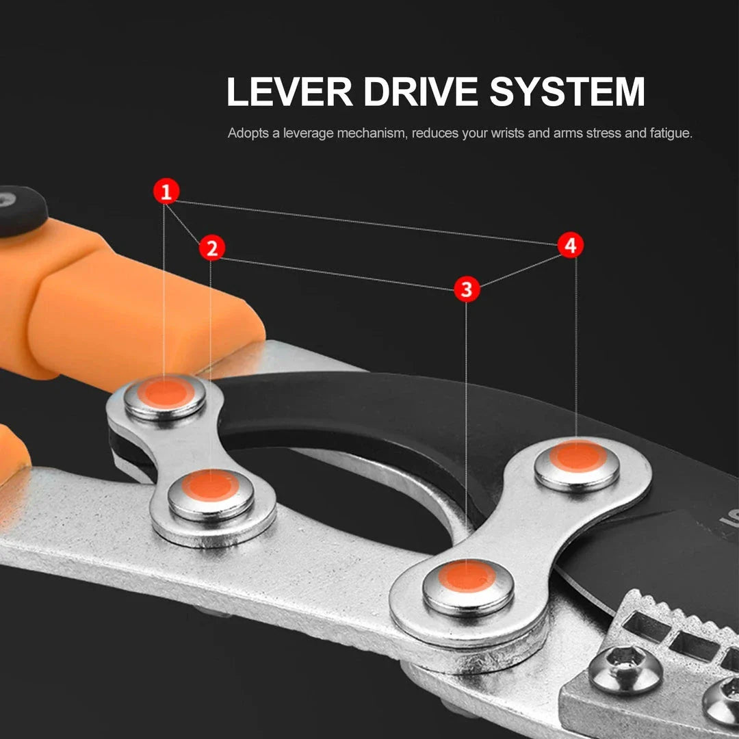 High-Efficiency Anvil Garden Shears with lever drive system, premium materials, and ergonomic design for effortless gardening tasks.