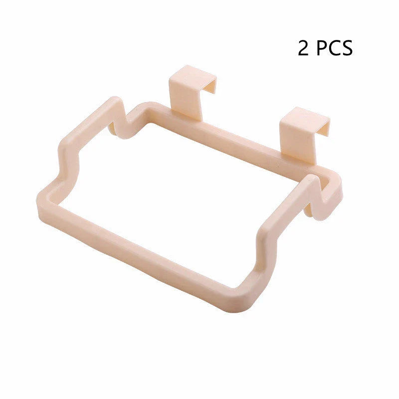 Versatile kitchen storage caddy that hangs discreetly behind cabinet doors, available in a variety of vibrant colours