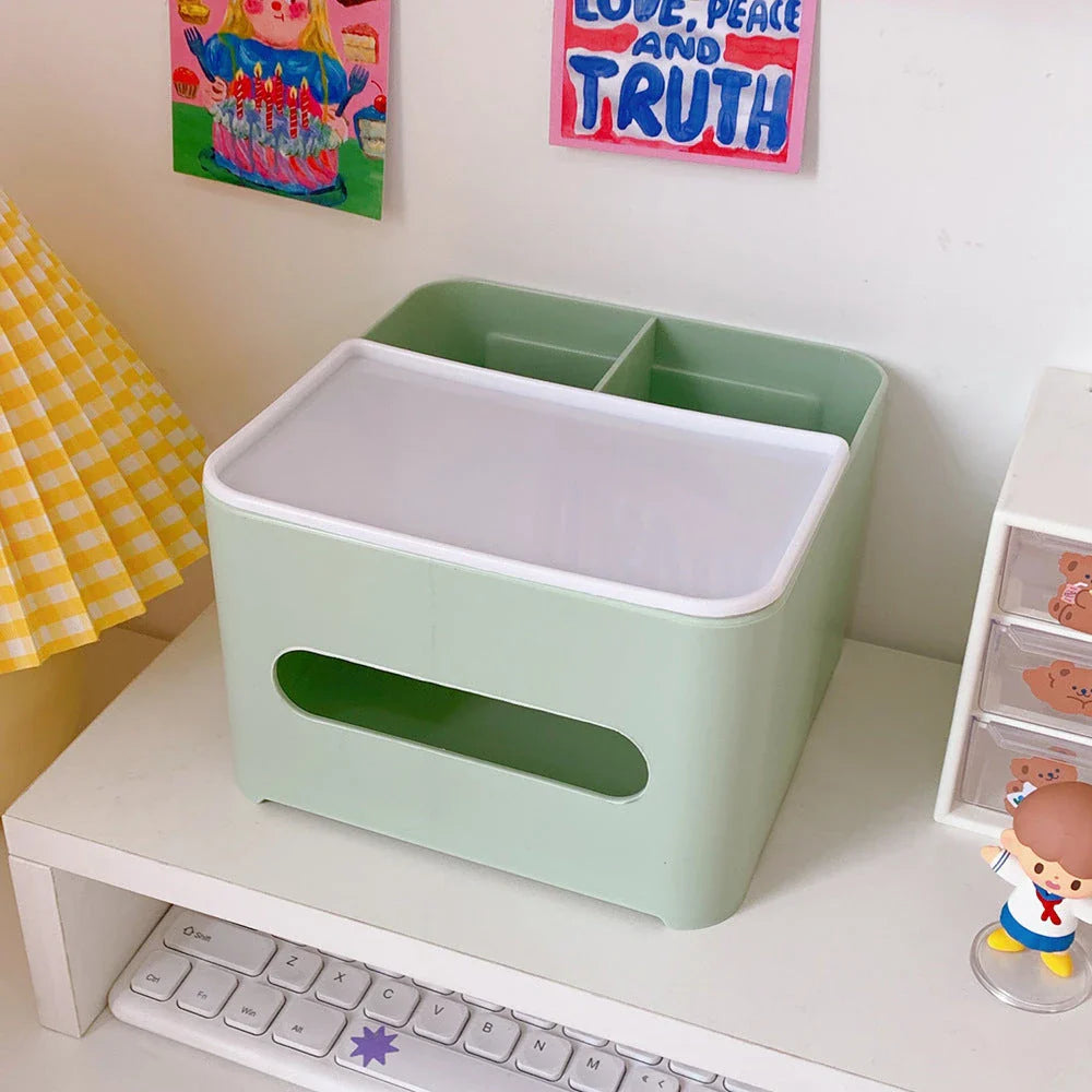 Stylish tissue box organiser with mobile phone holder in various colours for living room decor