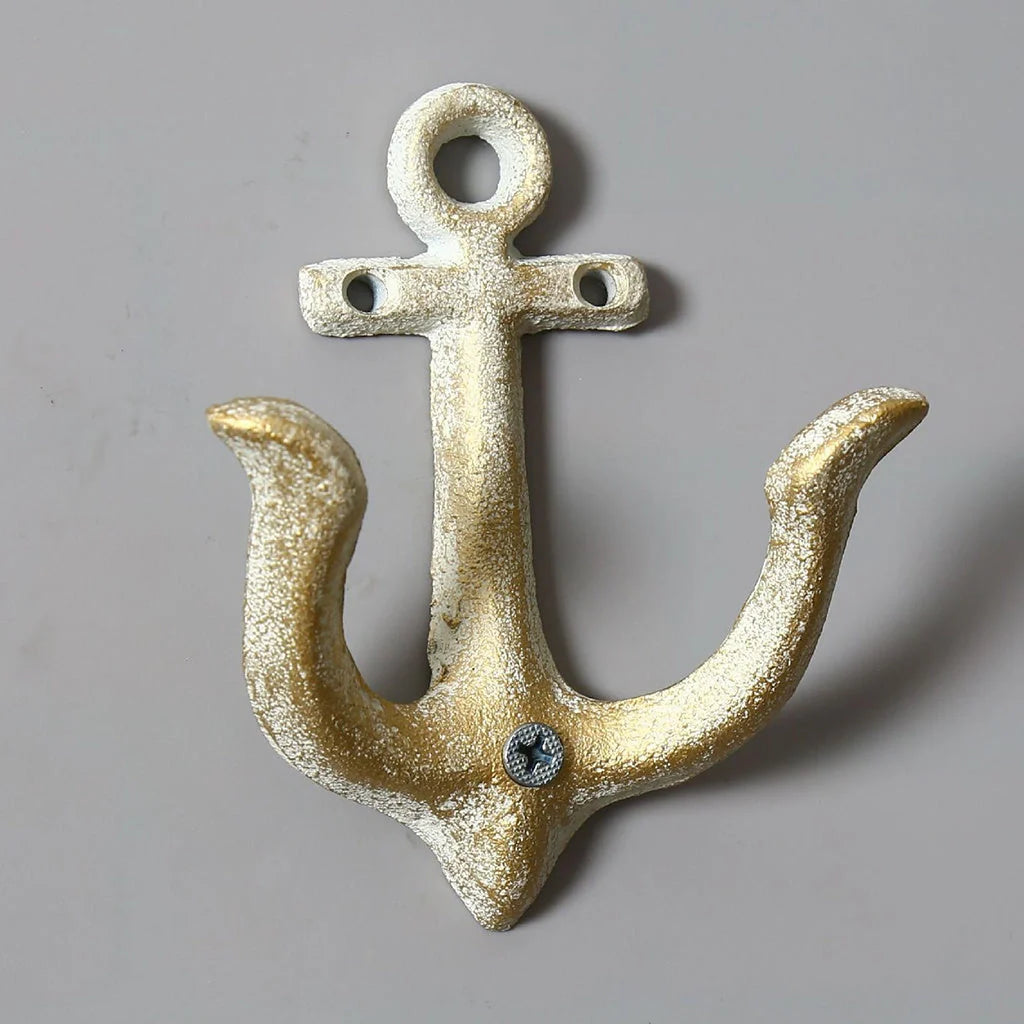Industrial-style wrought iron wall hook with multiple rows for hanging coats and bags