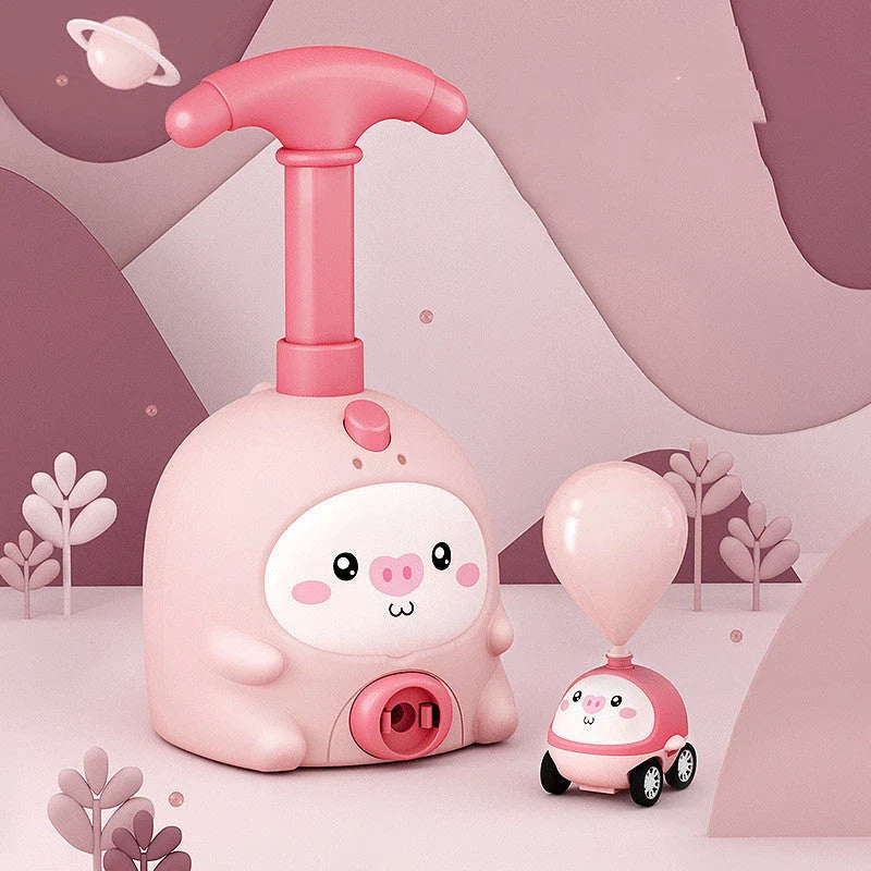 Balloon-powered car toys in various vibrant colours designed to engage children in hands-on STEM learning and independent exploration