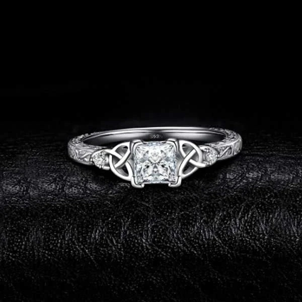 Elegant constellation-inspired engagement ring with brass and electricity white steel construction