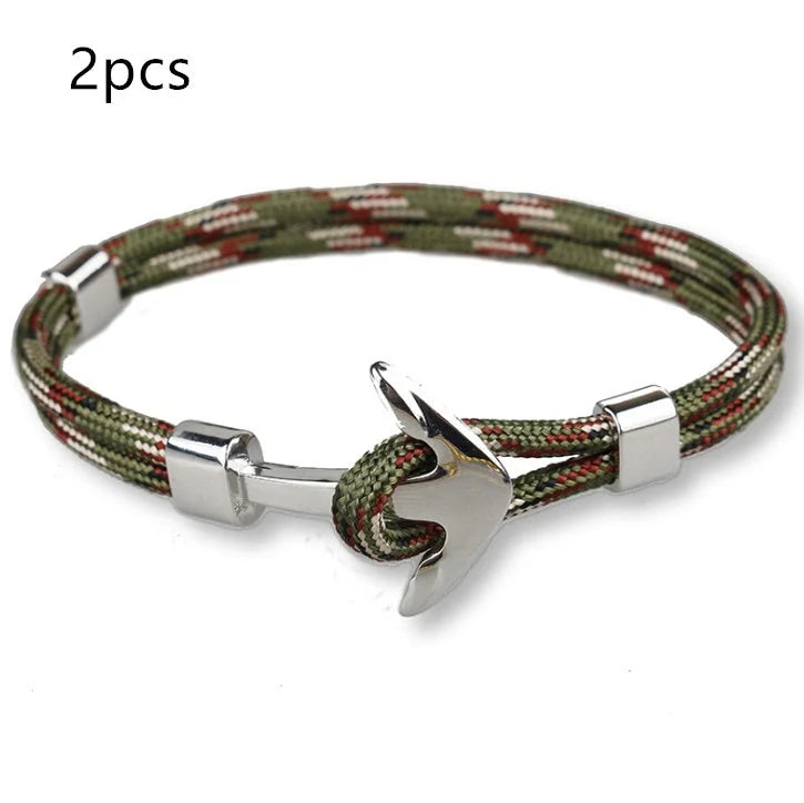 Anchor Bracelet featuring a nautical symbol on a cotton-linen rope