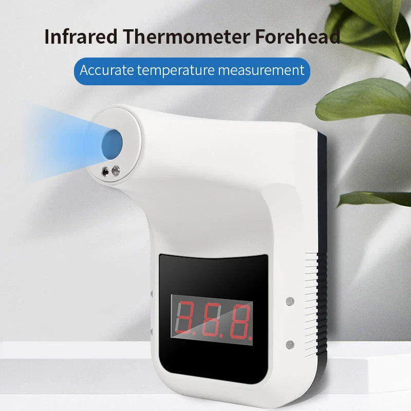 Wall-mounted contactless infrared thermometer with temperature display and fever warning