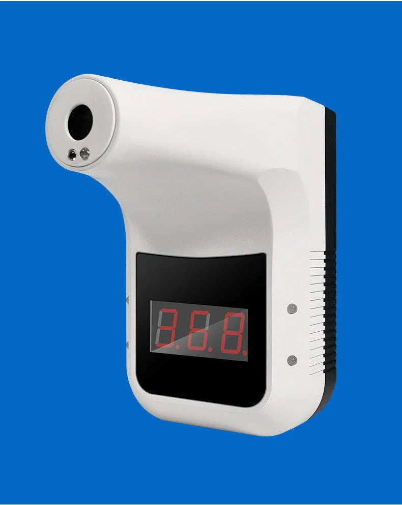Wall-mounted contactless infrared thermometer with temperature display and fever warning