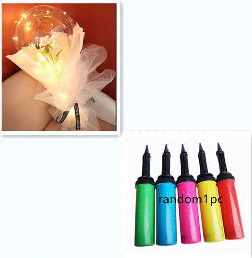 A luminous bouquet of glowing rose-shaped balloons, creating a magical and enchanting display.