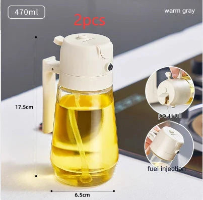 Versatile 470mL Olive Oil Sprayer with Dual Functionality - Spray or Pour for Cooking, Grilling, and More