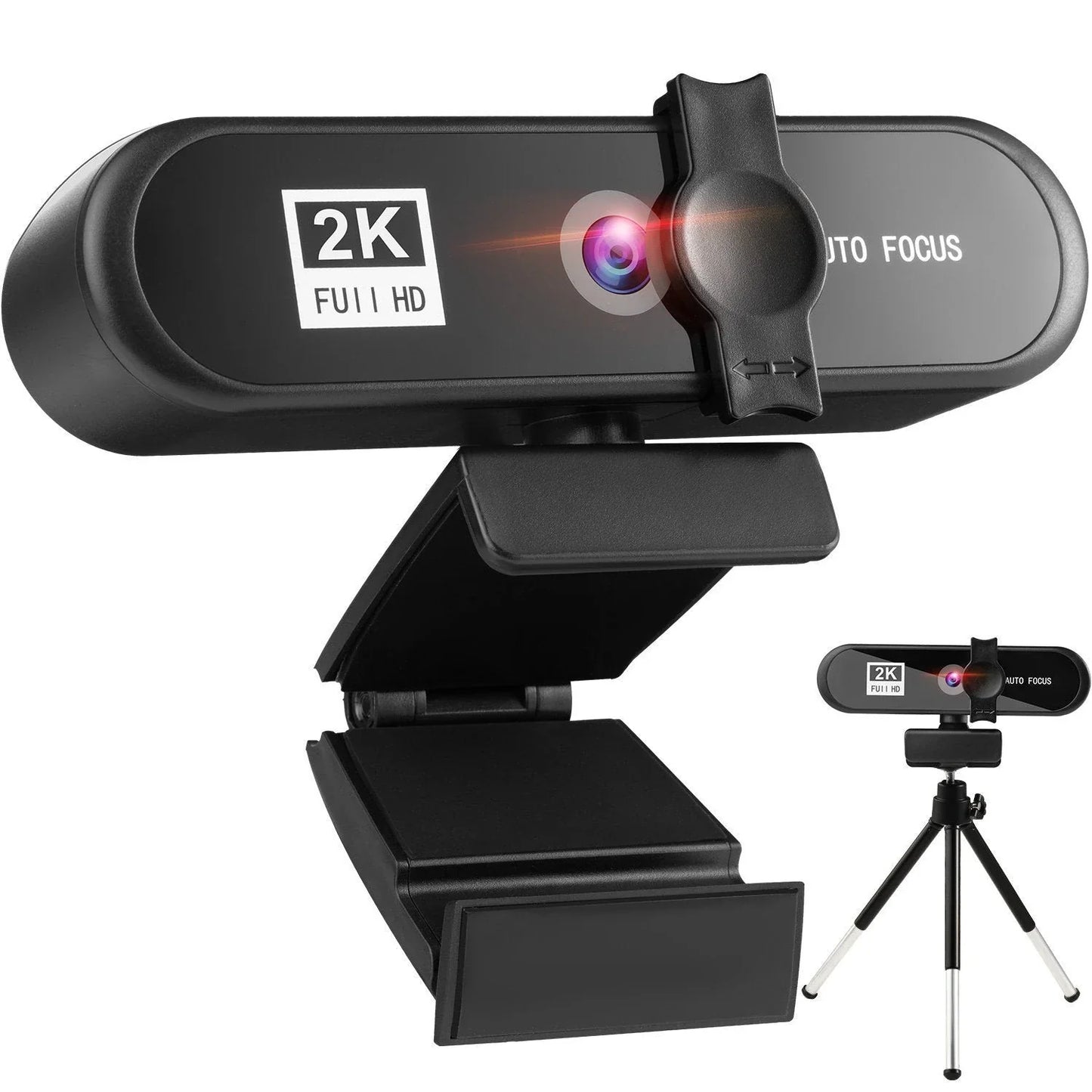 Premium 4K auto-focus webcam with dual stereo microphones for clear video and audio quality